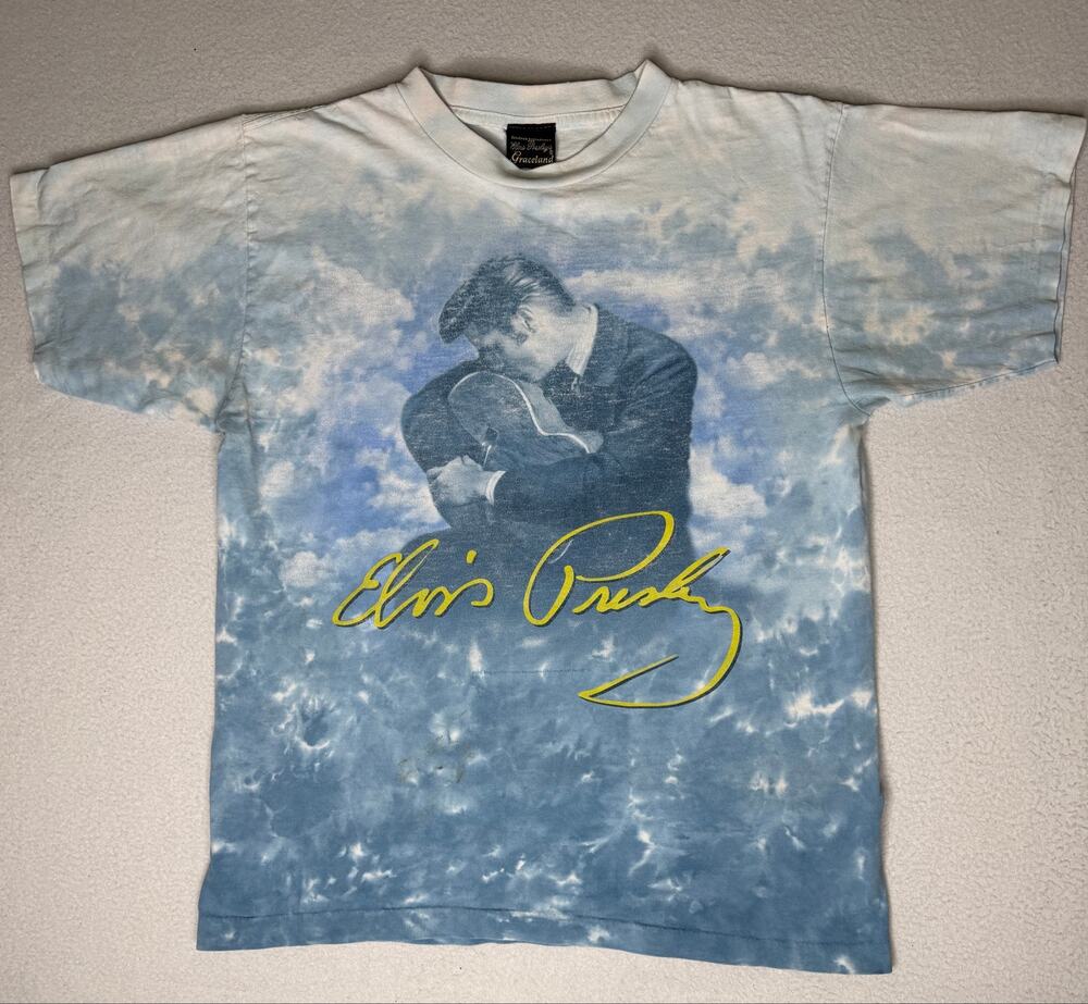 Vintage 1999 Elvis Presley Graceland Single Stitch Tie Dye USA Tee M